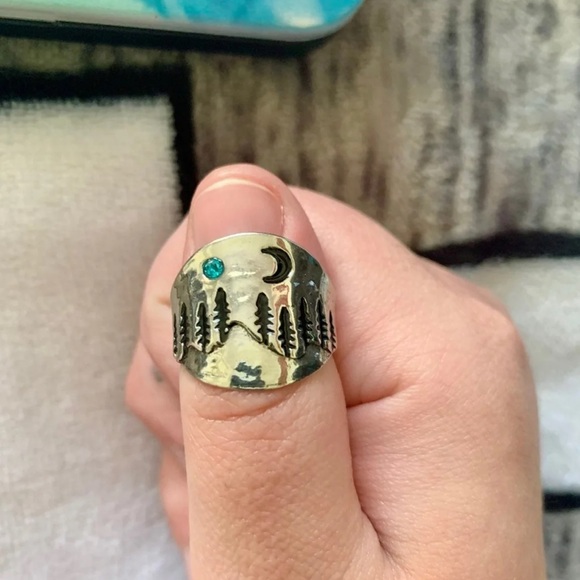 1 LEFT! ๐ BOHO Mountain Engraved CZ Gem Ring ๐ - Picture 7 of 12